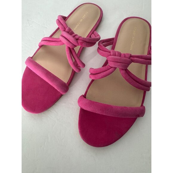 NEW Stuart Weitzman Pink Suede Twist Knot Flat Sandal Size 7 EU 37.5 - Picture 2 of 5